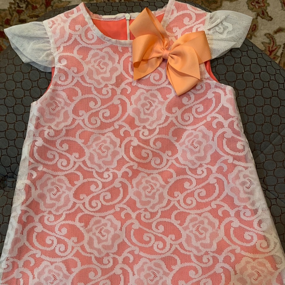 Gorgeous Ivory and Orange Lace Dress